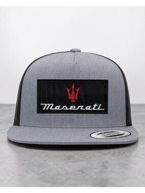 Maserati YP Flat Bill Trucker Hat Mesh Back Snapback grey/black
